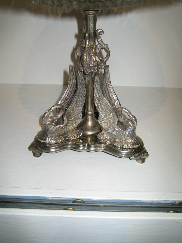 British Silver Plate And Crystal 2 Tier Eperne