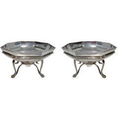 Antique Pair of English Edwardian Silver Plated Food Warmers