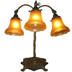 Bronze Lamp with Original Fish Scale Shades