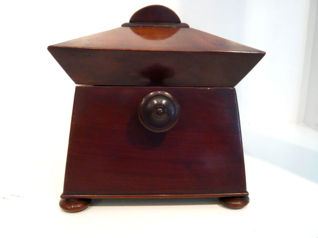 Wood Early Victorian English Mahogany Tea Canister For Sale