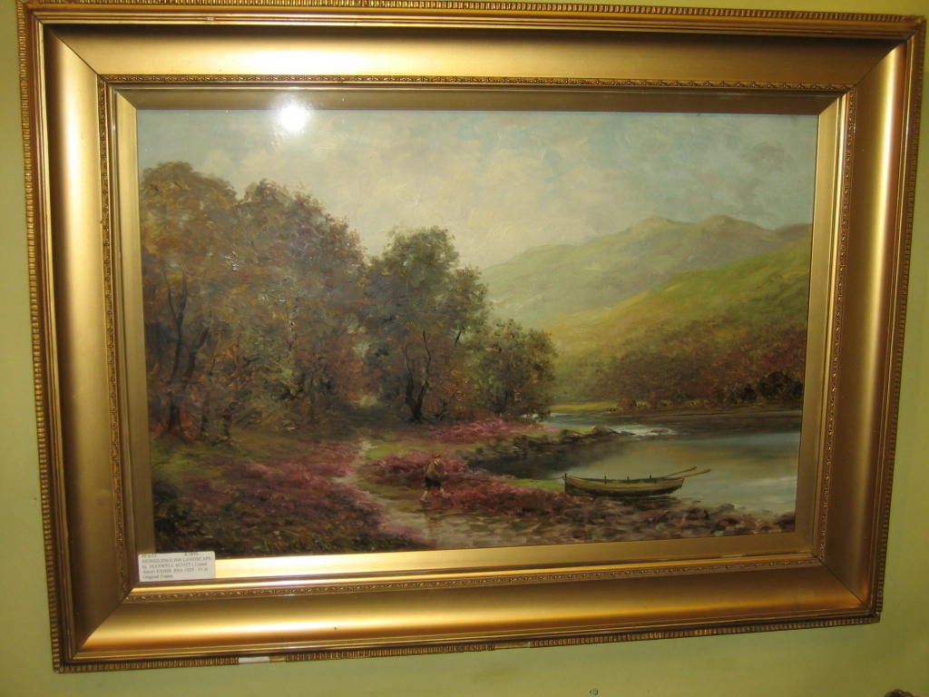 WONDERFUL OIL ON BOARD LANDSCAPE PAINTING BY MAXWELL SCOTT, LISTED ARTIST, EXHIBITED RSA 1929 - 35 - SIGNED LOWER BOTTOM RIGHT. THE COLORS IN THIS PAINTING ARE MAGNIFICENT. IT IS IN ITS ORIGINAL GILT FRAME TO THE BEST OF MY KNOWLEDGE AND IS BEHIND