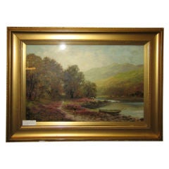 English Oil on Board Landscape Painting