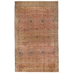 Antique Oversize Late 19th Century Persian Lavar Kerman Carpet