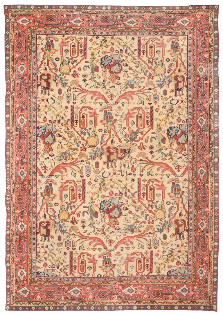 Antique Turkish Sivas rug. Measures: 11.7 x 8.

Antique Turkish Rug With Ivory Color Ground
