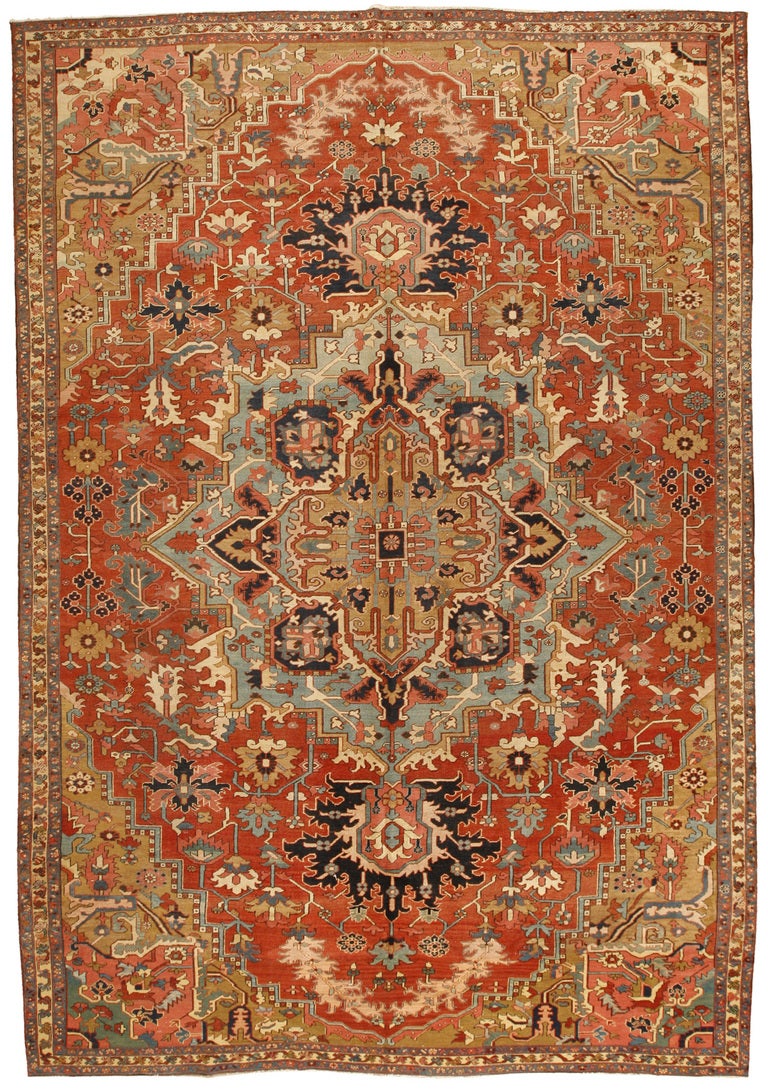 Antique 19th Century Persian Serapi Carpet
