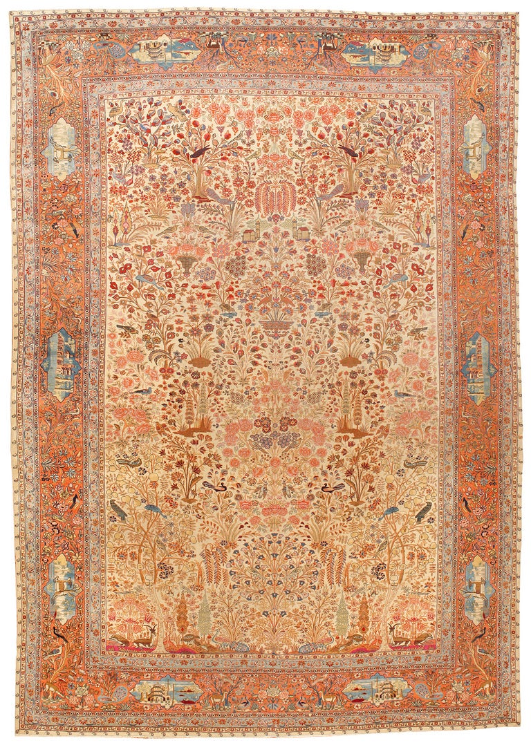 Exceptional Antique Late 19th Century Dabir Kashan Carpet