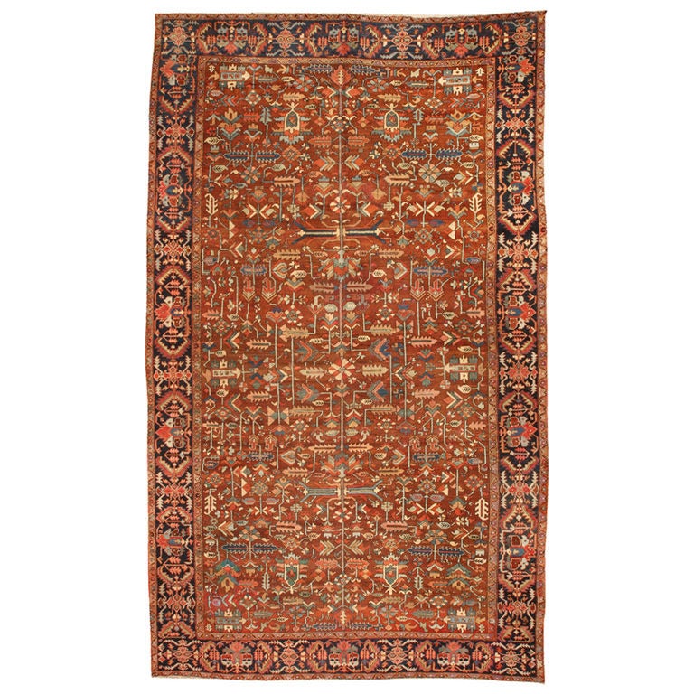 Antique Oversize Persian Heriz Carpet For Sale