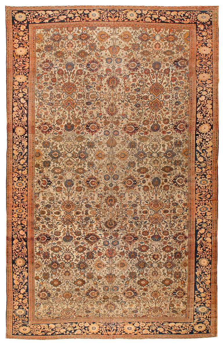 Antique Oversize Persian Malayer Sarouk Carpet