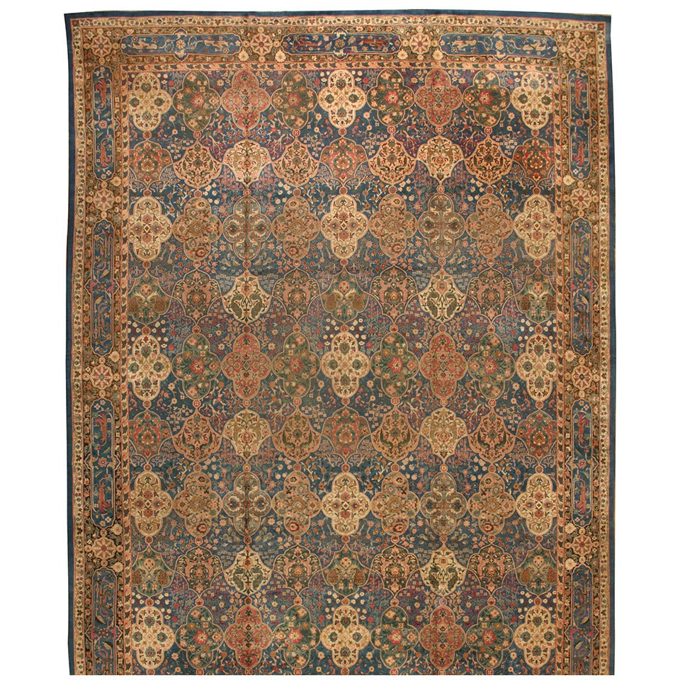 Antique Oversize 19th Century Indian Amritsar Carpet For Sale