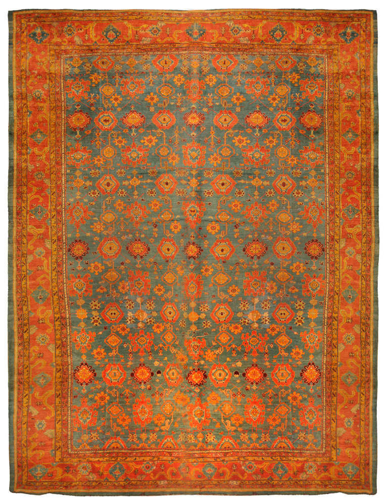 Antique Oversize 19th Century Turkish Oushak Carpet In Excellent Condition For Sale In New York, NY