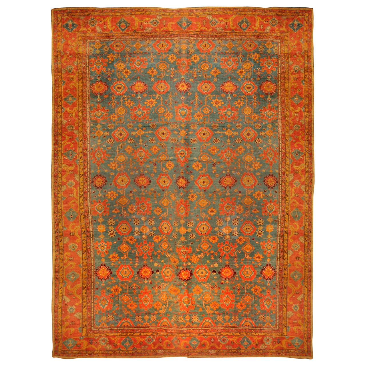 Antique Oversize 19th Century Turkish Oushak Carpet For Sale