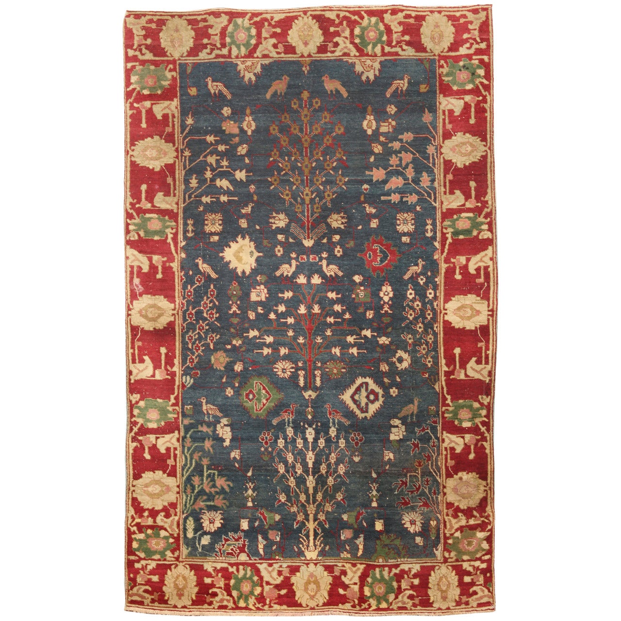 Antique 19th Century Indian Agra Rug For Sale