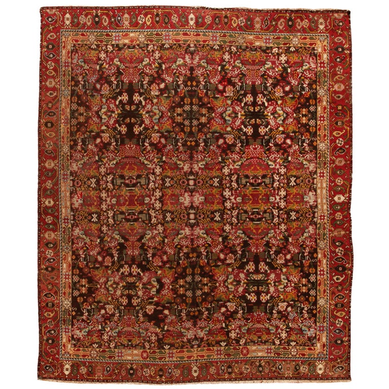 Antique 19th Century Indian Agra Mirzapour Carpet For Sale