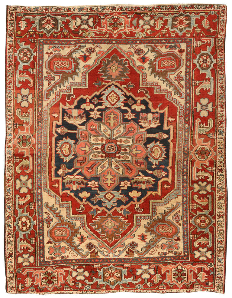 Antique Late 19th Century Persian Serapi Rug