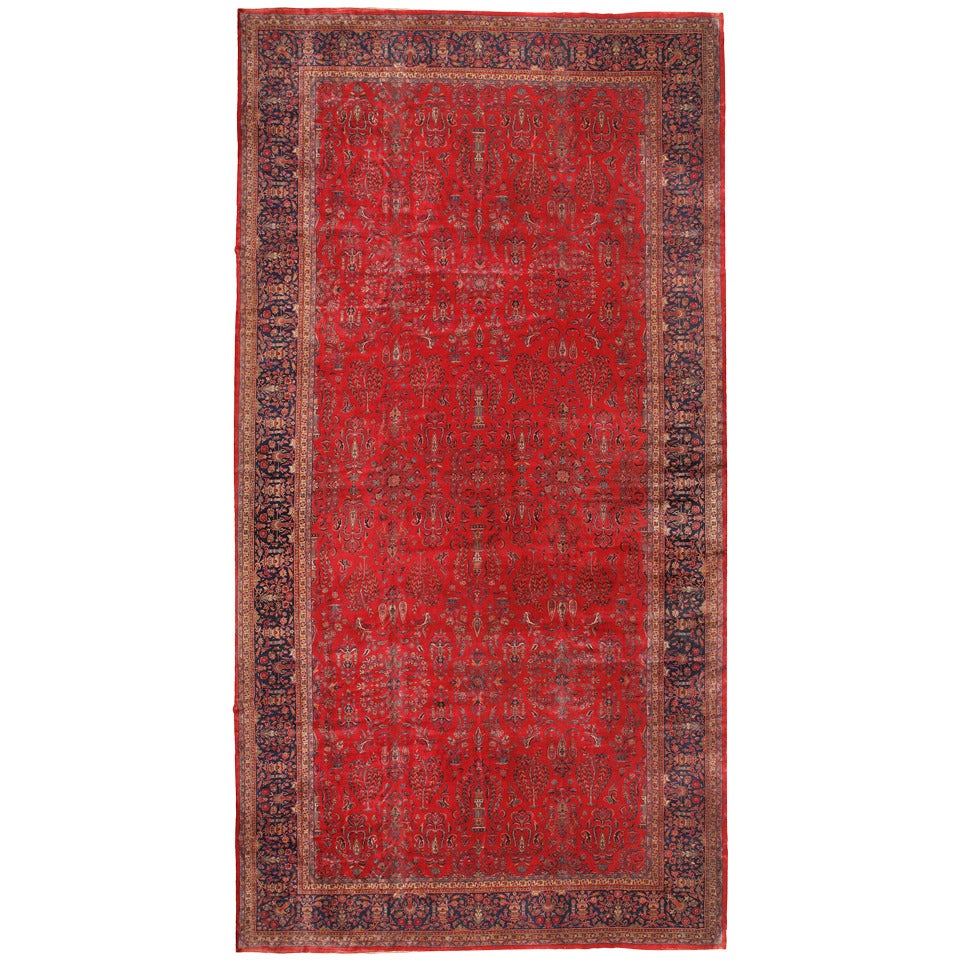 Antique Oversize Persian Kashan Carpet For Sale