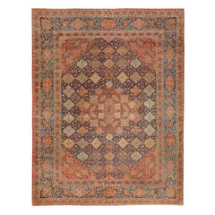 Exceptional Antique Persian Dabir Kashan Carpet