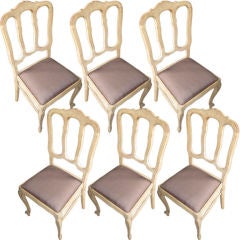 Set of 6 Belgian 1940's Bleached Dining Chairs