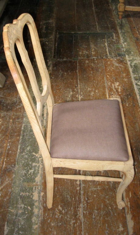 Set of 6 Belgian 1940's Bleached Dining Chairs