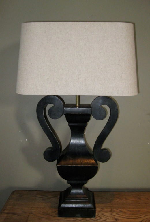 1980's Ebony Finial Lamp