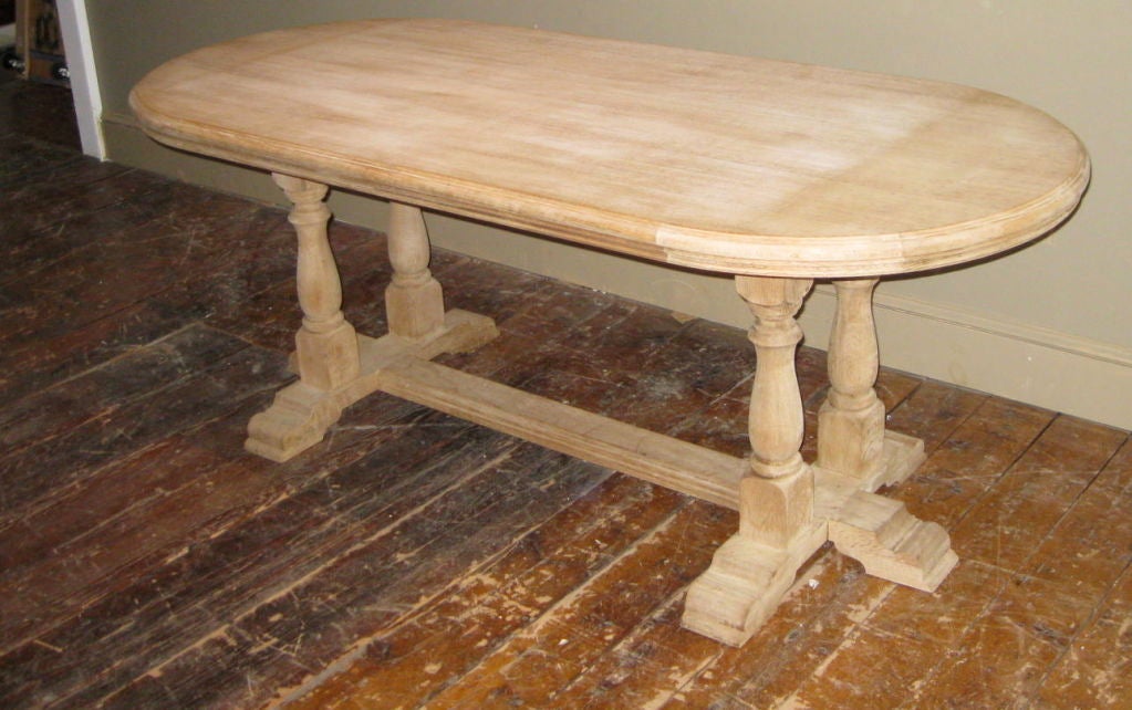20th Century 1920's Belgian Bleached Oval Dining Table For Sale