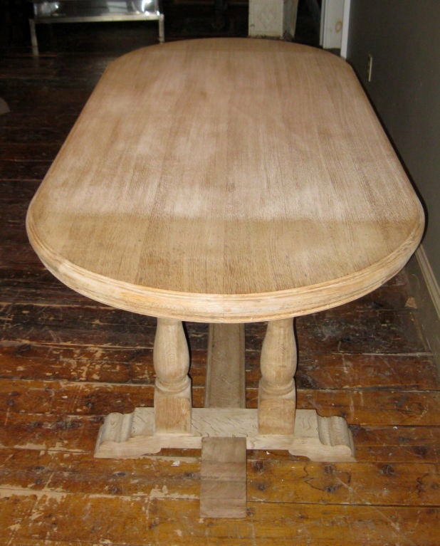 1920's Belgian Bleached Oval Dining Table For Sale 1