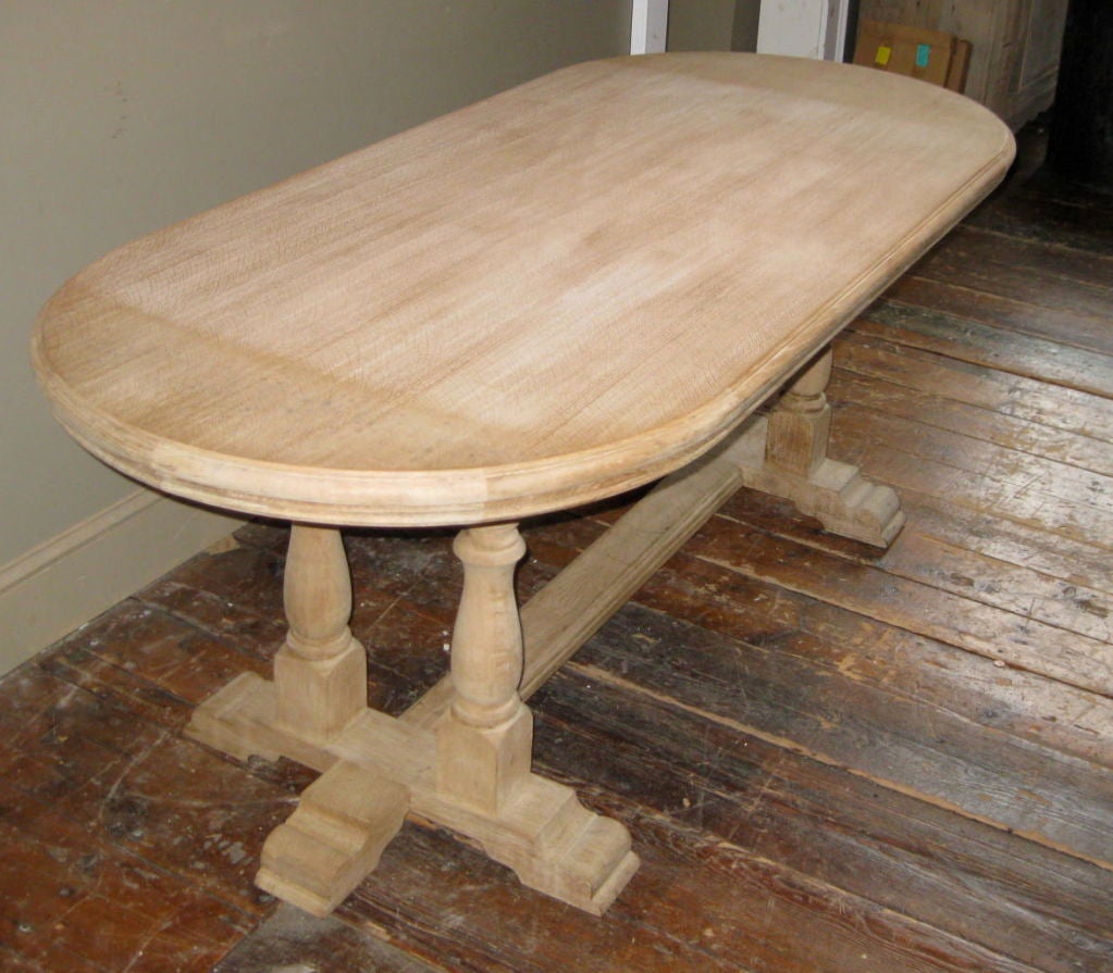 1920's Belgian Bleached Oval Dining Table For Sale 2