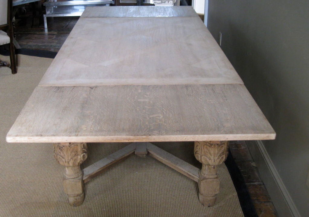 1920's  Expandable Bleached Flemish Dining Table For Sale 1