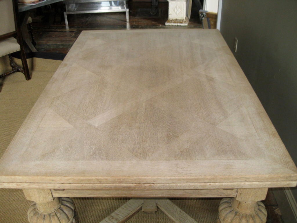 1920's  Expandable Bleached Flemish Dining Table For Sale 2