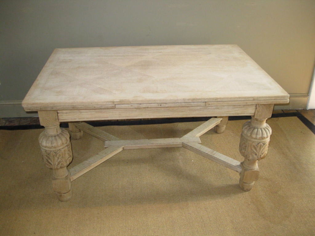 1920's  Expandable Bleached Flemish Dining Table For Sale 4