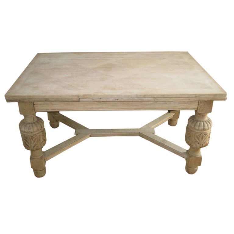 1920's  Expandable Bleached Flemish Dining Table For Sale