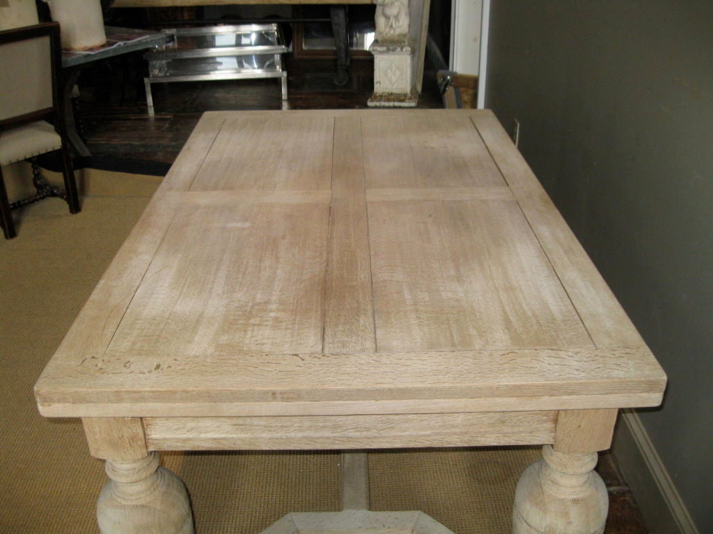 20th Century 1920's  Expandable  Jacobean Bleached Flemish Dining Table