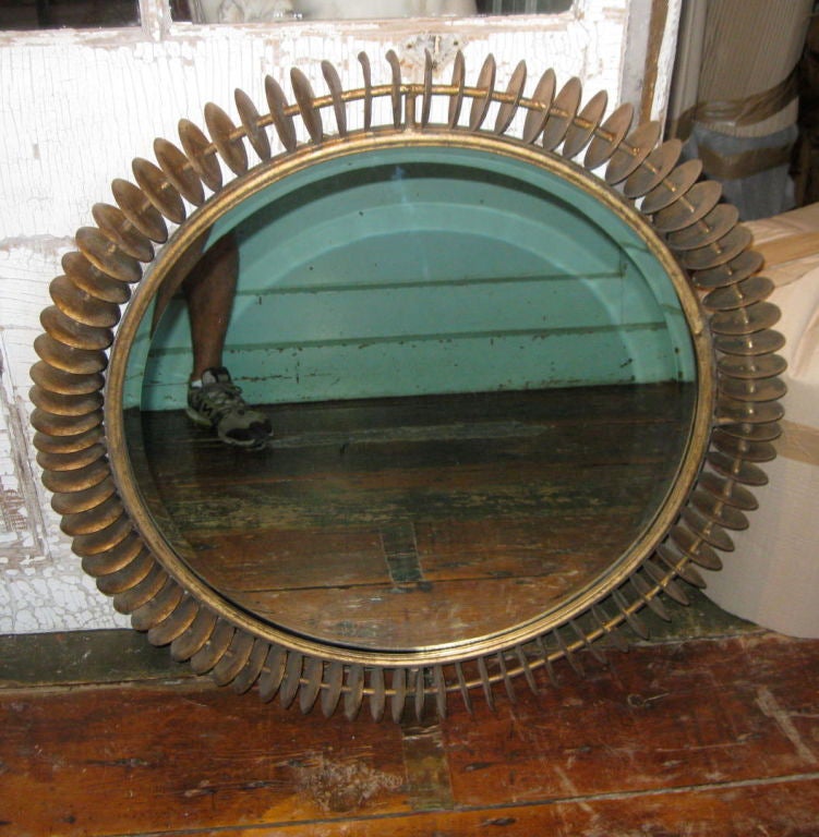 French 1980's Gold Disc Mirror