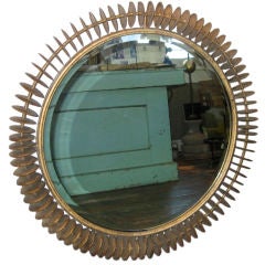 French 1980's Gold Disc Mirror