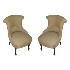Pair of French 1920's Armless Pull-Up Chairs