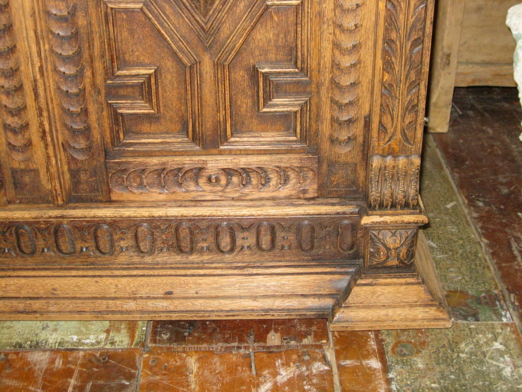 Flemish 1920's Double Door Bleached Oak Buffet For Sale 1