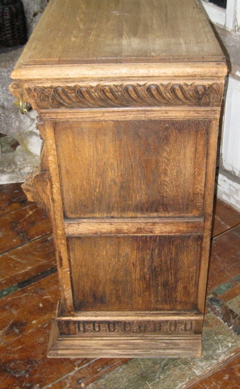 Flemish 1920's Double Door Bleached Oak Buffet For Sale 3