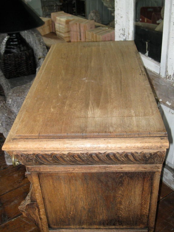 Flemish 1920's Double Door Bleached Oak Buffet 4