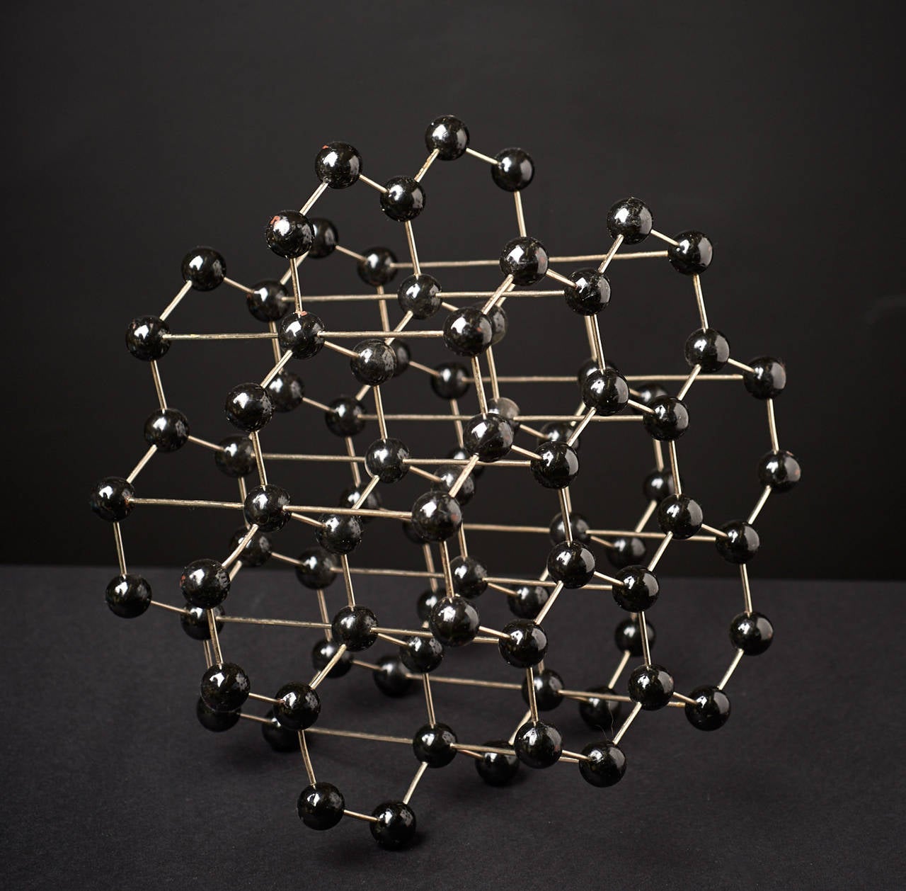 Scientific patinated metal 1950s molecular structure. It measures very nicely at 11.5 x 8 x 8. The piece was used for study in a school in Prague back in the early or late 1950s. It still retains a very warm and nice color with great character of