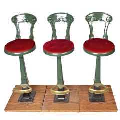 Antique Set of three bar stools from 1910 to 1920