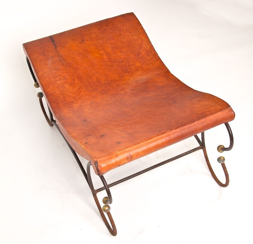 Argentine Leather and Iron Bench from Argentina
