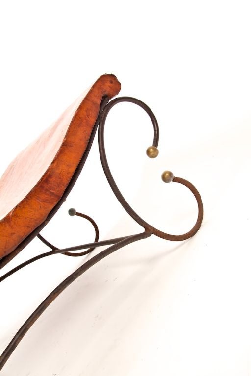 20th Century Leather and Iron Bench from Argentina