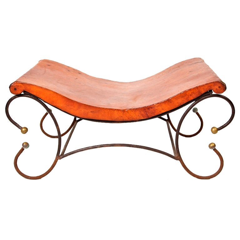 Leather and Iron Bench from Argentina
