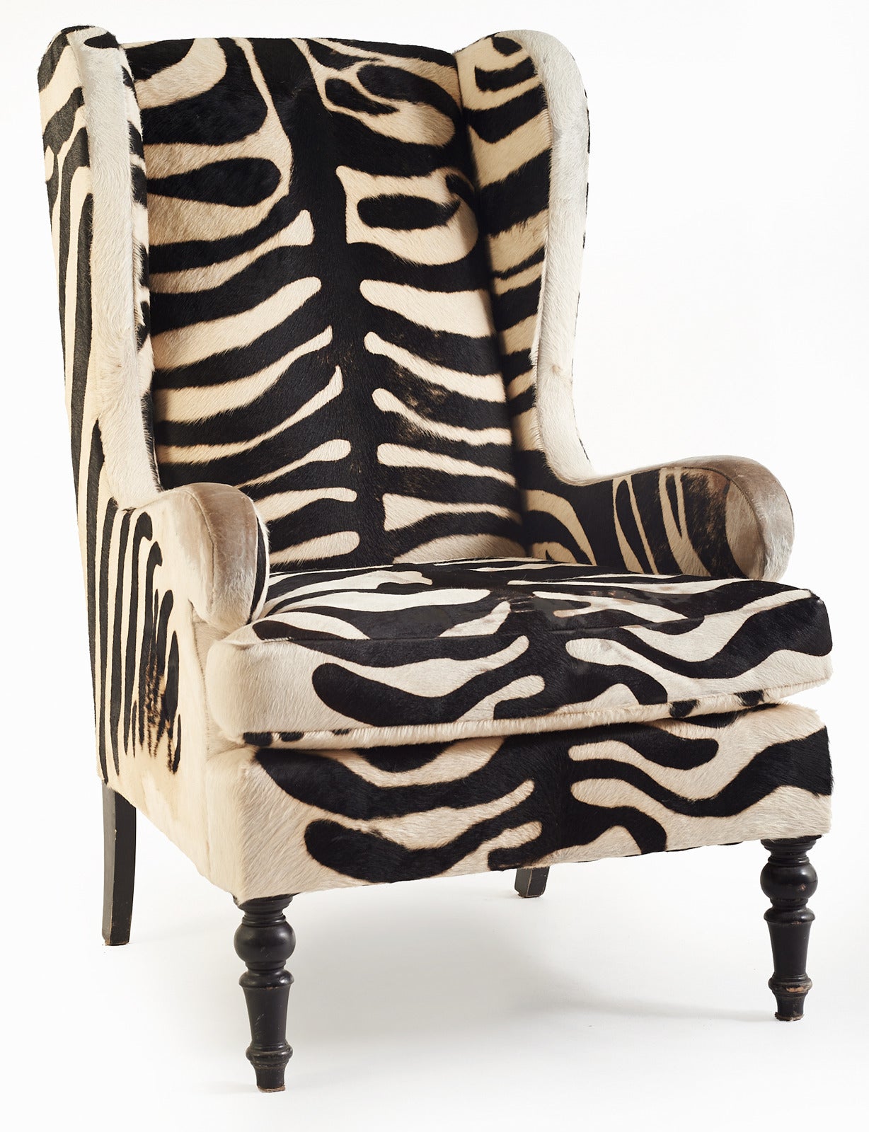 20th Century Faux Zebra Wingback Chairs 3