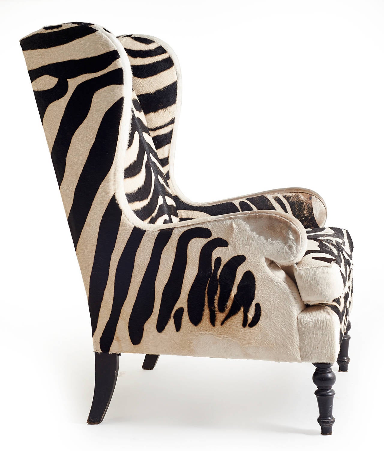 20th Century Faux Zebra Wingback Chairs 1