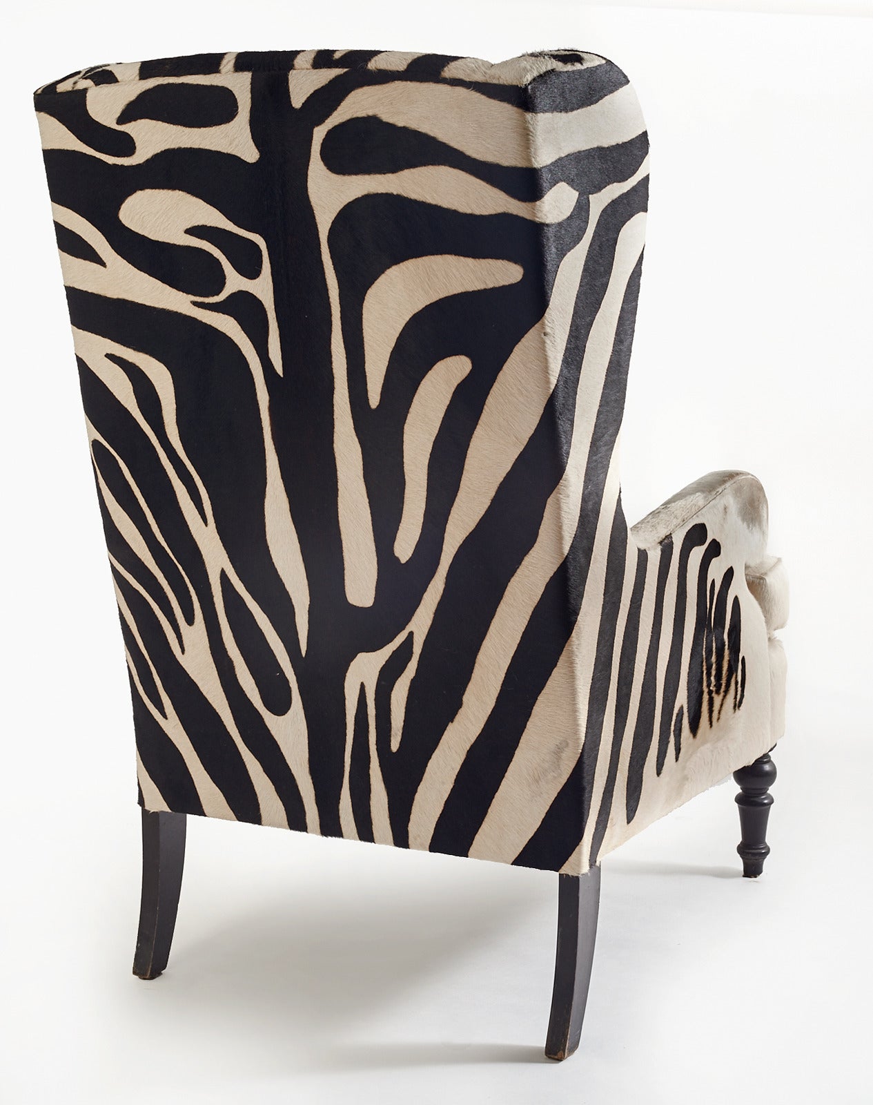20th Century Faux Zebra Wingback Chairs 2