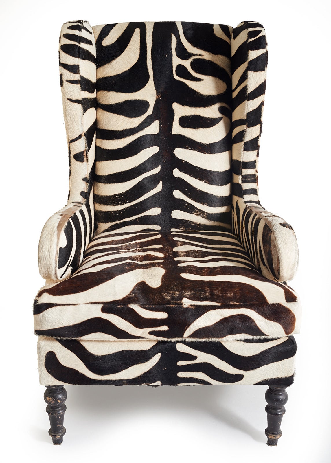 Late 20th Century 20th Century Faux Zebra Wingback Chairs