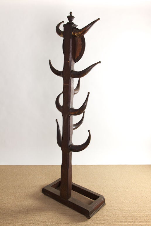 Wood Early 19th Century Bull Horn Hat/Coat Stand