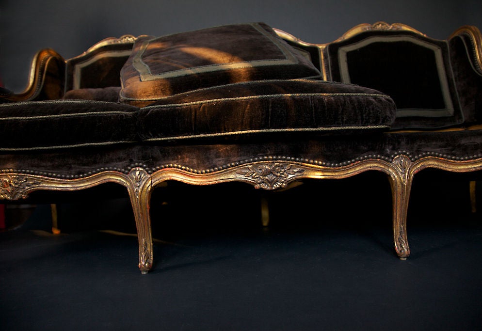 Wood 1930's Gilded Louis XVI French Sofa