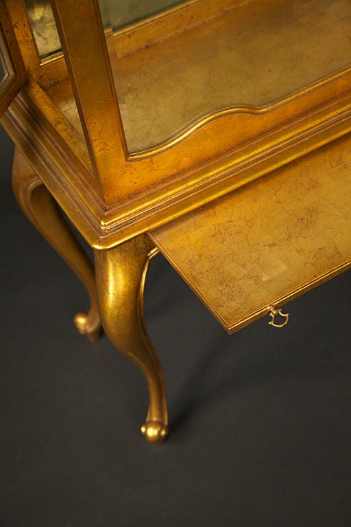 Mid-20th Century 1940's to 1950's Gold-Leaf Curio Cabinet