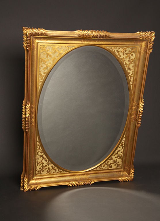 American Early 1960s Decorative Gold-Leaf Wall Mirror